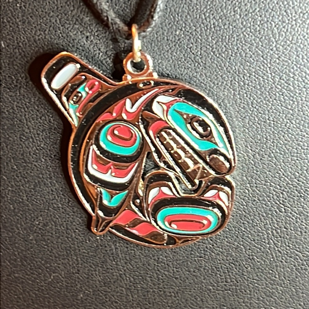 Joe Wilson Signed Orca Enameled Necklace